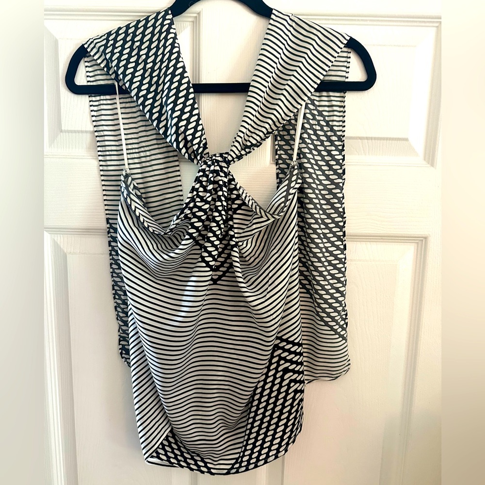 Banana Republic Tie Halter Top, Size M, Black & White